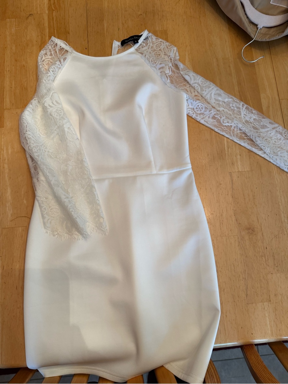 White Lace Sleeve Dress